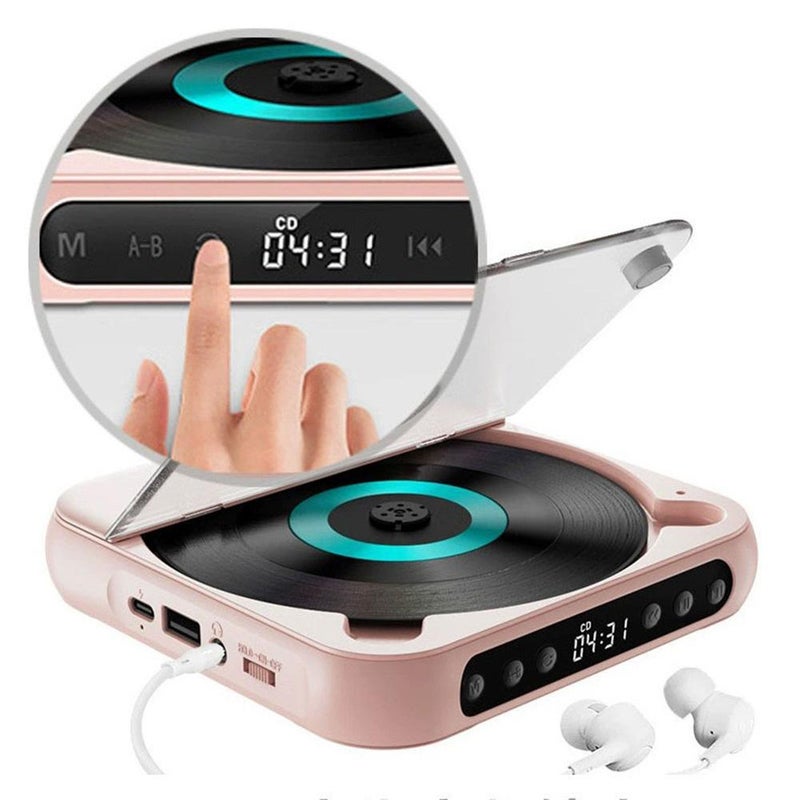 Cd Player Portable, Bluetooth Cd Player, Hi-fi Sound, Rechargeable Wireless Portable Cd Players for Travel Home Car (white) - Image 3